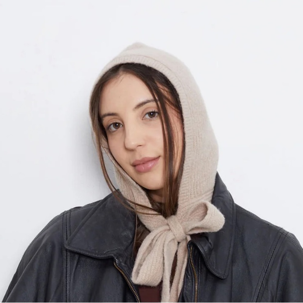Beige Alpaca Knit Balaclava